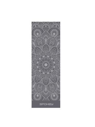 Spokey - MANDALA jóga podložka na cvičení 4mm - šedá 200x61 cm vč. popruhu