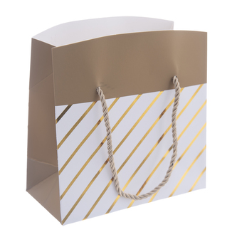 Taška dárková pruh uzavíratelná zlatá 27x13x20 cm