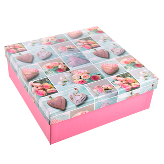 Krabice dárková papír ROSE 22x22x8 cm