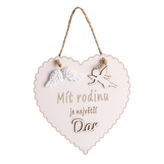 Srdce dřevo bílé ,,mít rodinu,, 18x19 cm