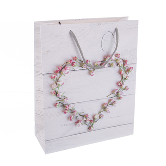 Taška dárková srdce květy 26x10x32 cm