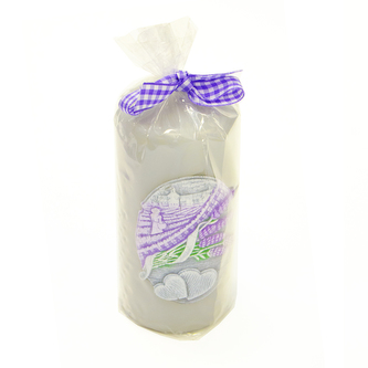 Svíčka lavender kiss šedá válec 6x13 cm