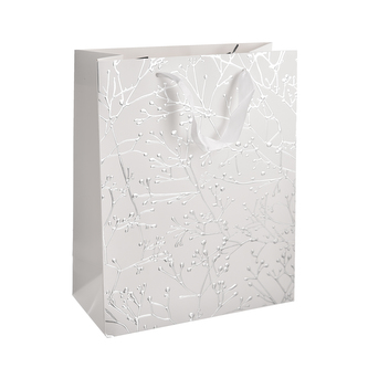 Taška dárková bílá/stříbrná 26x12x32 cm