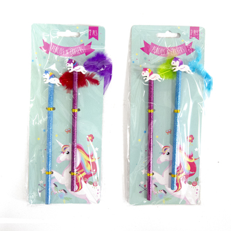 Tužka peříčka s gumou jednorožec 2 ks