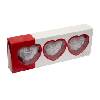 Svíčka love forever srdce bílé 3 ks
