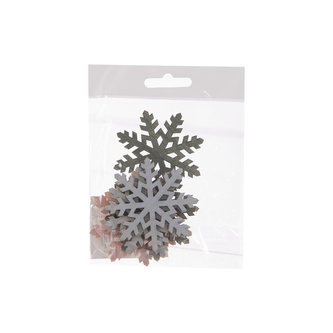 Přízdoba vločka dřevo růžová/šedá 6 ks pr. 6 cm