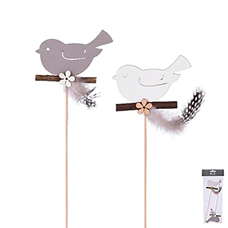 Zápich dřevo ptáček 2 ks 29 cm