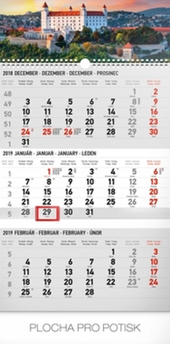3 mesačný Bratislava - nástěnný kalendář 2019