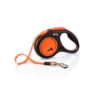 Flexi NEW NEON páskové vodítko S oranžové 5m do 15kg