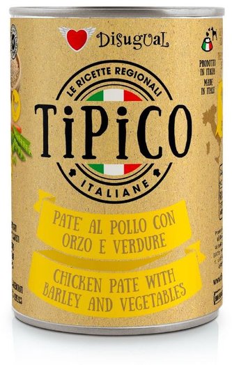 Disugual Tipico Dog Kuřecí, ječmen a zelenina konzerva 400g