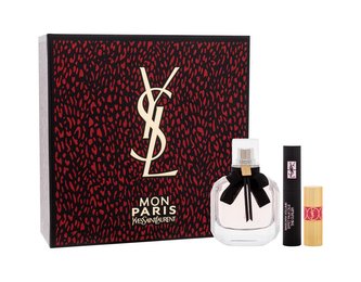 Yves Saint Laurent Mon Paris parfémovaná voda 50 ml + řasenka Volume Effet Faux Cils The Curler 2 ml No 1 + rtěnka Rouge Volupté Shine 1,3 g No 49