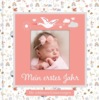 Babyalbum mit Fensterausschnitt für das 1. Lebensjahr zum Eintragen der schönsten Momente und Erinnerungen mit Platz für Fotos |