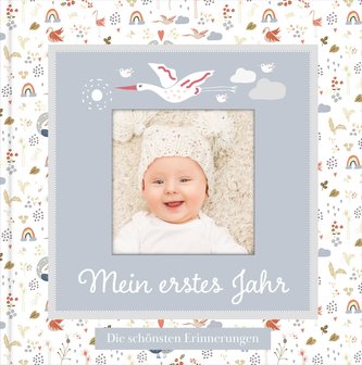 Babyalbum mit Fensterausschnitt für das 1. Lebensjahr zum Eintragen der schönsten Momente und Erinnerungen mit Platz für Fotos |