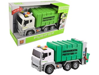 Auto popelářské, na setrvačník, funkce pumpy zvedá kontejner, světlo, zvuk, 30 x 10 x 14 cm