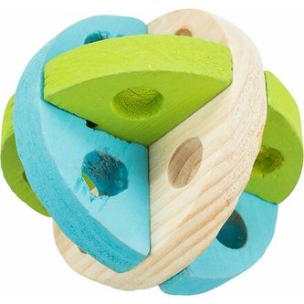 Dřevěný barevný míček na hraní a pamlsky 8 cm