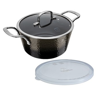 Kastrol s poklicí s titanovým povrchem 20 cm Shine Basalt Collection