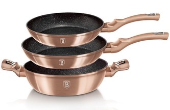 Sada nádobí s mramorovým povrchem 3 ks Rosegold Metallic Line pekáč