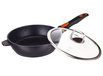 Pánev hluboká s odnímatelnou rukojetí s mramorovým povrchem a poklicí 24 cm Granit Diamond BERLINGERHAUS BH-1007