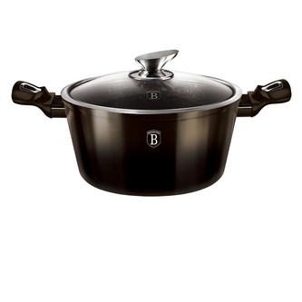 Kastrol s mramorovým povrchem 24 cm Shiny Black Collection 2 poklice