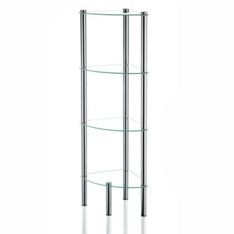 Regál LARS rohový, chróm / sklo, 4. patrový KELA KL-18102