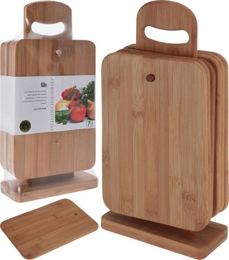 Prkénko krájecí ve stojanu bambus sada 6 ks EXCELLENT KO-784200230