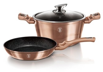 Sada nádobí s mramorovým povrchem 3 ks Rosegold Metallic Line BERLINGERHAUS BH-1281