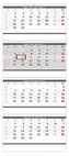 Kalendář nástěnný 2019 - Čtyřměsíční skládaný šedý