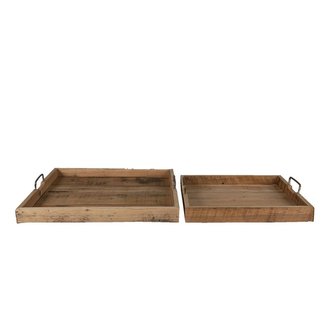 Sada dvou dřevěných podnosů 40*40*9 / 50*50*8 cm