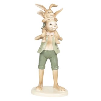 Zaječí taťka s malým zajíčkem na zádech