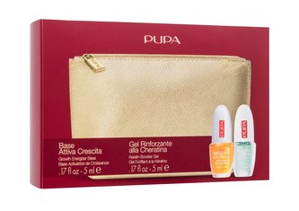 Pupa SOS Nail Repair lak na nehty SOS Nail Repair Keratin Booster Gel 5 ml + podkladová báze na nehty Growth Energizer Base 5 ml + kosmetická taštička