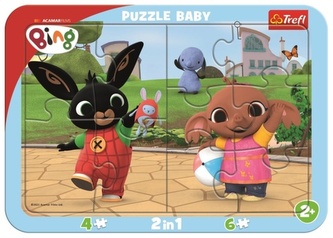 Puzzle doskové 2v1 Zajačik Bing 10 dielikov 33x23cm vo fólii 24m+