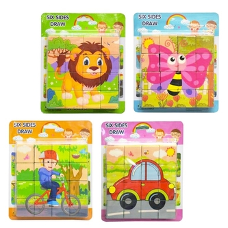 Dřevěné kostky 16 ks mix