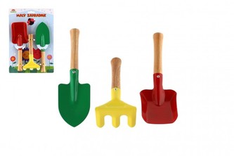 Náradie záhradné detské 3ks kov/drevo 15-21cm na karte