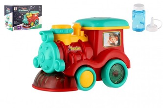Lokomotíva/Vláčik s bublifukom plast 18cm na batérie so zvukom so svetlom v krabičke 19x13x11cm