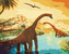 Malování podle čísel - KRÁSNÁ KRAJINA S DINOSAURY - 80x100 cm, vypnuté plátno na rám