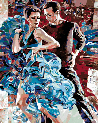 Malování podle čísel - NESPOUTANÝ TANEC - 80x100 cm, bez rámu a bez vypnutí plátna