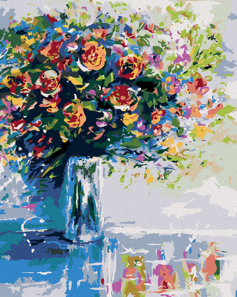 Malování podle čísel - KYTICE ČERSTVÝCH KVĚTIN - 80x100 cm, bez rámu a bez vypnutí plátna