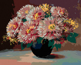 Malování podle čísel - KVĚTINY V ČERNÉ VÁZE - 80x100 cm, vypnuté plátno na rám