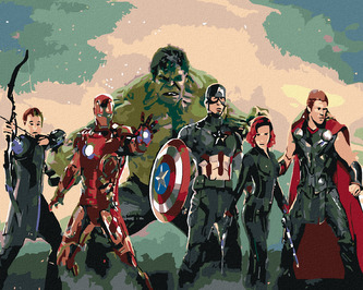 Malování podle čísel - AVENGERS ASSEMBLE - 40x50 cm, vypnuté plátno na rám