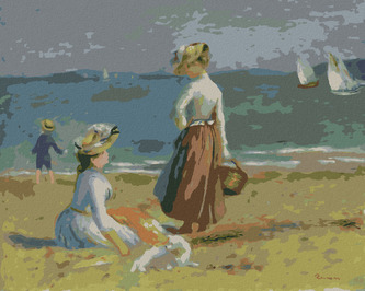 Malování podle čísel - POSTAVY NA PLÁŽI (A. RENOIR) - 40x50 cm, vypnuté plátno na rám