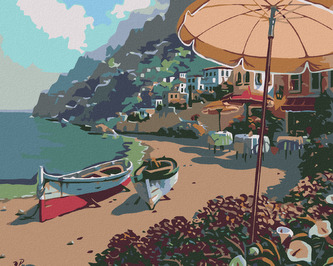 Malování podle čísel - PRAMICE NA PLÁŽI - 80x100 cm, vypnuté plátno na rám