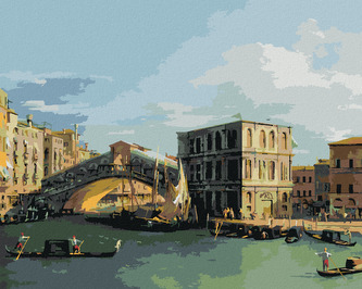 Malování podle čísel - MOST RIALTO OD SEVERU (CANALETTO) - 40x50 cm, bez rámu a bez vypnutí plátna