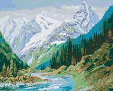 Malování podle čísel - HORY NA KAVKAZE - 80x100 cm, bez rámu a bez vypnutí plátna