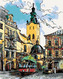 Malování podle čísel - TRAMVAJ NA NÁMĚSTÍ - 80x100 cm, bez rámu a bez vypnutí plátna