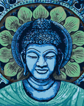 Malování podle čísel - ZELENOMODRÝ BUDDHA - 40x50 cm, bez rámu a bez vypnutí plátna
