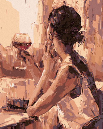 Malování podle čísel - ŽENA SE SKLENICÍ VÍNA - 40x50 cm, vypnuté plátno na rám