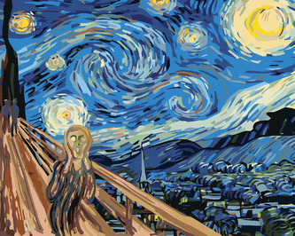 Malování podle čísel - VÝKŘIK NA HVĚZDNOU NOC - INSPIRACE VAN GOGHEM - 40x50 cm, bez rámu a bez vypnutí plátna