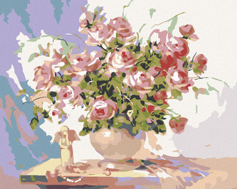 Malování podle čísel - MALÝ ANDÍLEK A RŮŽE - 80x100 cm, vypnuté plátno na rám