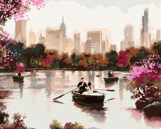 Malování podle čísel - PÁR NA LOĎCE V NEW YORKU (RICHARD MACNEIL) - 40x50 cm, vypnuté plátno na rám
