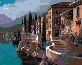 Malování podle čísel - PŘÍMOŘSKÝ DOMEK - 80x100 cm, vypnuté plátno na rám